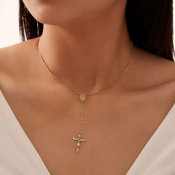 Retro Cross Clavicle Chain Pendant Necklace S925 Sterling Silver Electroplating For Women