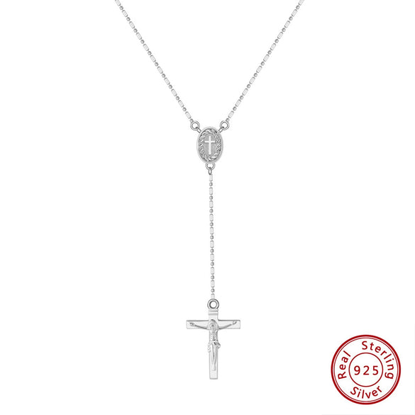 Retro Cross Clavicle Chain Pendant Necklace S925 Sterling Silver Electroplating For Women
