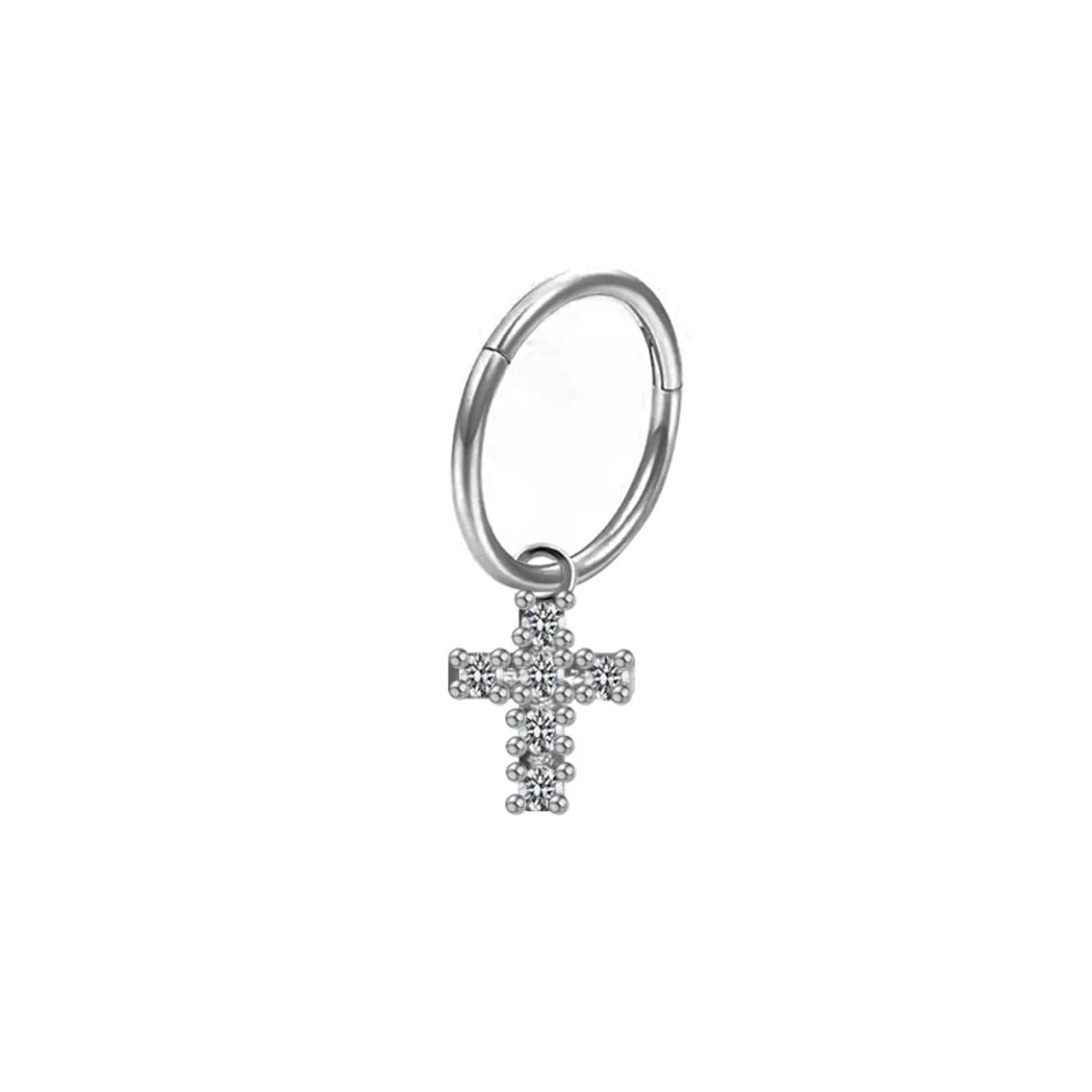 Retro Cross Letter Butterfly Stainless Steel Steel Copper Plating Hollow Out Inlay Zircon White Gold Plated Gold Plated Nose Ring