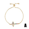 Retro Cross Rainbow Devil'S Eye Copper Gold Plated Zircon Bracelets 1 Piece