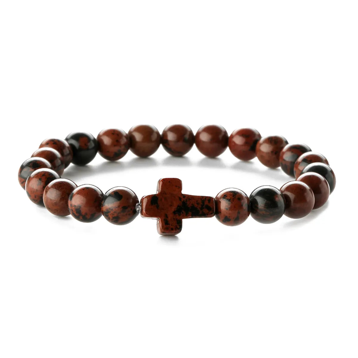 Retro Cross Round Beaded Natural Stone Bracelets