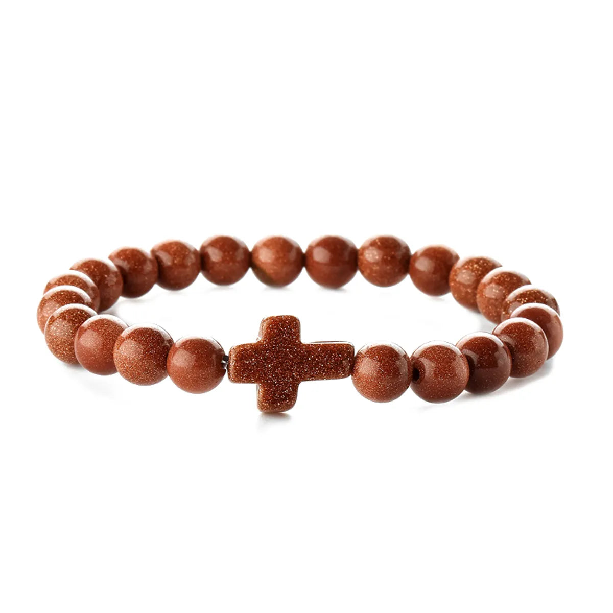 Retro Cross Round Beaded Natural Stone Bracelets