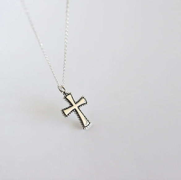 Retro Cross Round Heart Shape Sterling Silver Necklace 1 Piece