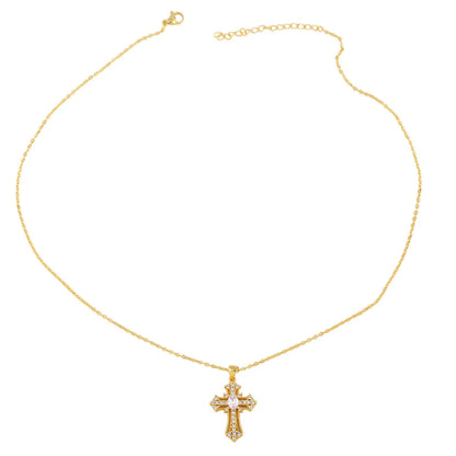 Retro Cross Simple Diamond Cross Necklace