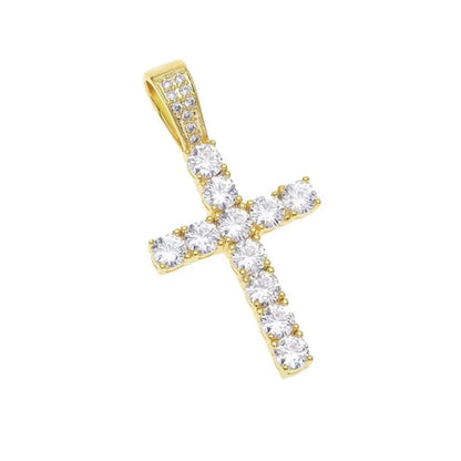 Retro Cross Stainless Steel Copper Inlay Zircon Men'S Pendant Necklace