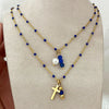 Retro Cross Star 304 Stainless Steel Opal Irregular 18K Gold Plated Unisex Double Layer Necklaces