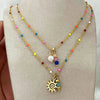 Retro Cross Star 304 Stainless Steel Opal Irregular 18K Gold Plated Unisex Double Layer Necklaces