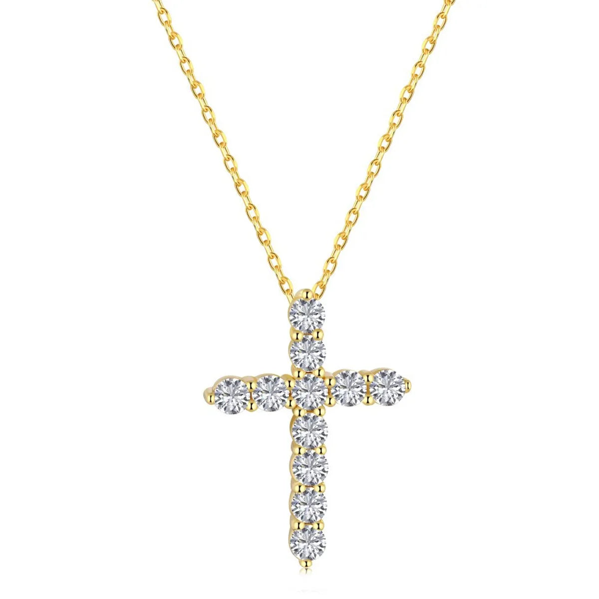 Retro Cross Sterling Silver Inlay Zircon Pendant Necklace 1 Piece