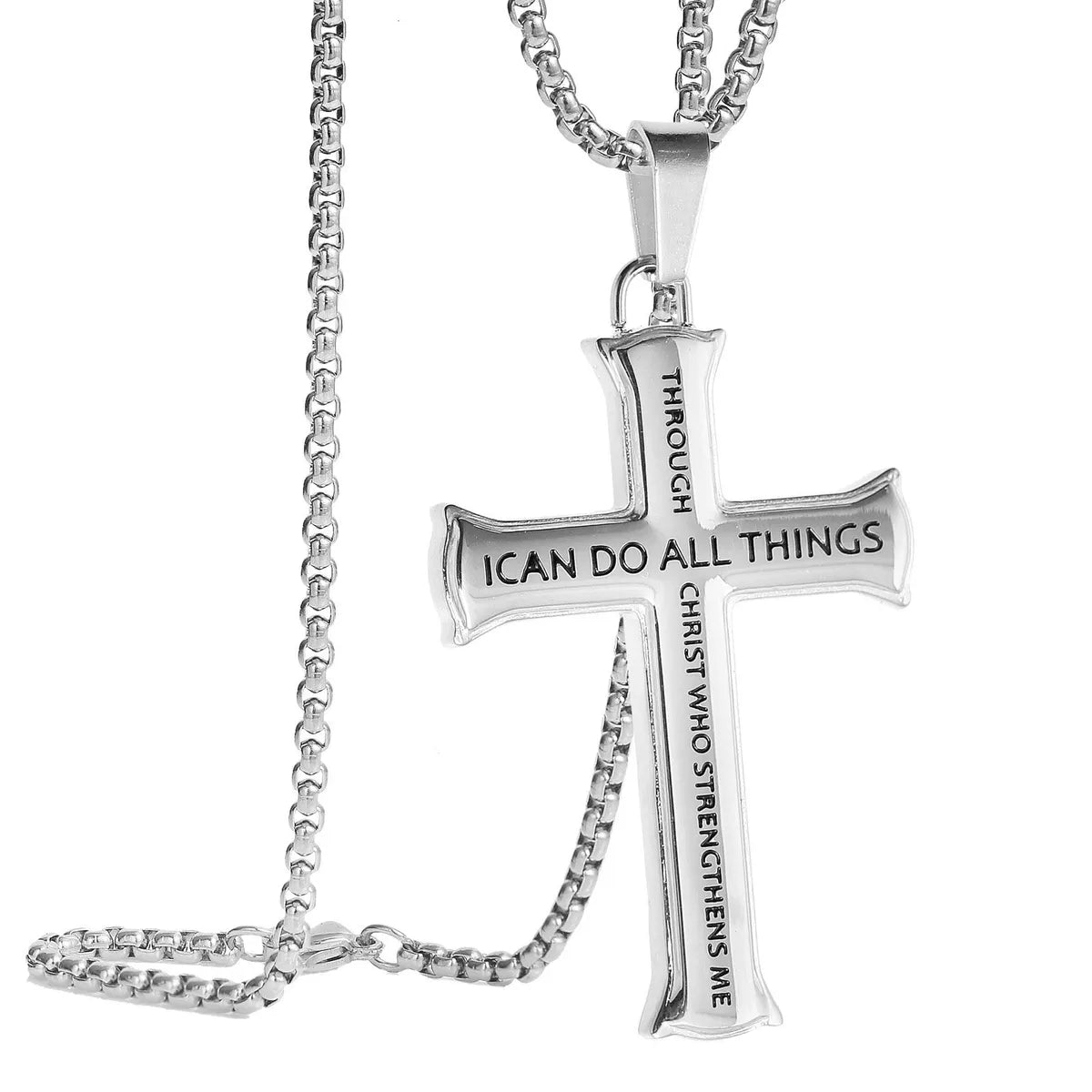 Retro Cross Titanium Steel Plating Men'S Pendant Necklace