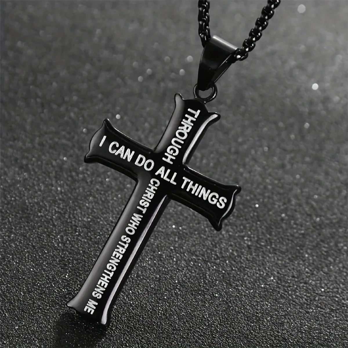 Retro Cross Titanium Steel Plating Men'S Pendant Necklace