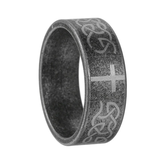 Retro Cross Titanium Steel Ring Geometric Distressed Style Unisex Jewelry