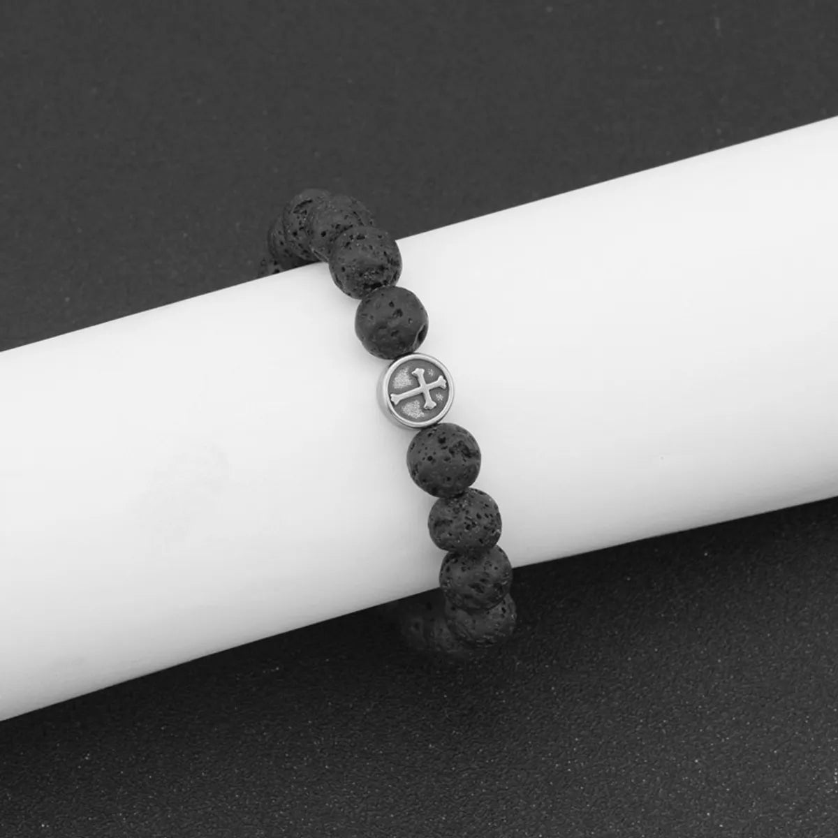 Retro Cross Volcanic Rock Beaded Unisex Bracelets