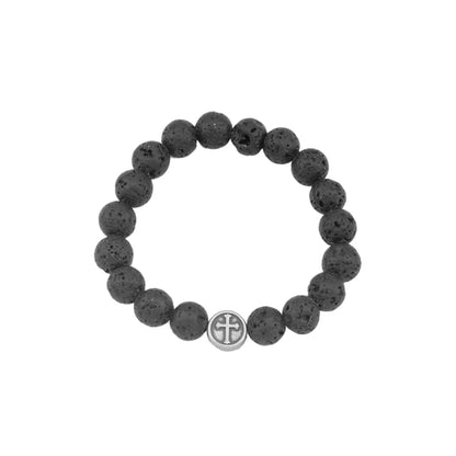 Retro Cross Volcanic Rock Beaded Unisex Bracelets