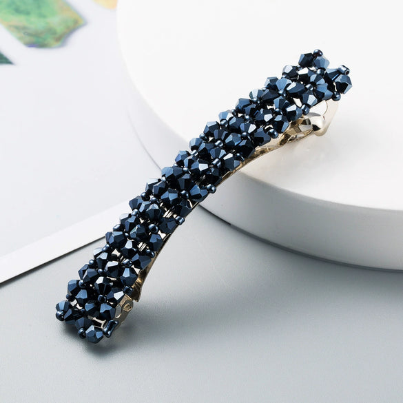 Retro Crystal Beaded Hair Clip For Women Simple All Match Side Clip Word Clip Hair Accessory