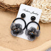 Retro Crystal Flower Big Circle Handmade Earrings For Women With Mixed Material