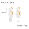 Retro Cshaped Pearl Stainless Steel Earrings For Women With Electroplating Treatment