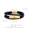 Retro Customization Laser Engraving Solid Color 304 Stainless Steel Pu Leather Men'S Bangle Men Cord & Leather Bracelets