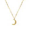 Retro Cute Crescent Pendant Clavicle Chain Necklace In Titanium Steel With 18K Gold Plated Electroplating