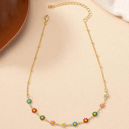 Retro Daisy Gold Plated Alloy Wholesale Necklace