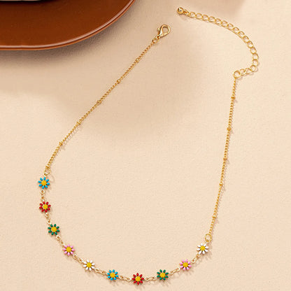 Retro Daisy Gold Plated Alloy Wholesale Necklace