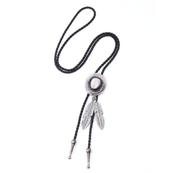 Retro Denim Hat Jazz Hat Feather Pendant Sweater Chain Polo Tie Alloy Material Geometric Pattern Electroplating For Men And Women Couple