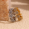 Retro Design Stainless Steel 18K Gold Plated Bracelet With Flower Daisy Full Diamond Micro Inlaid