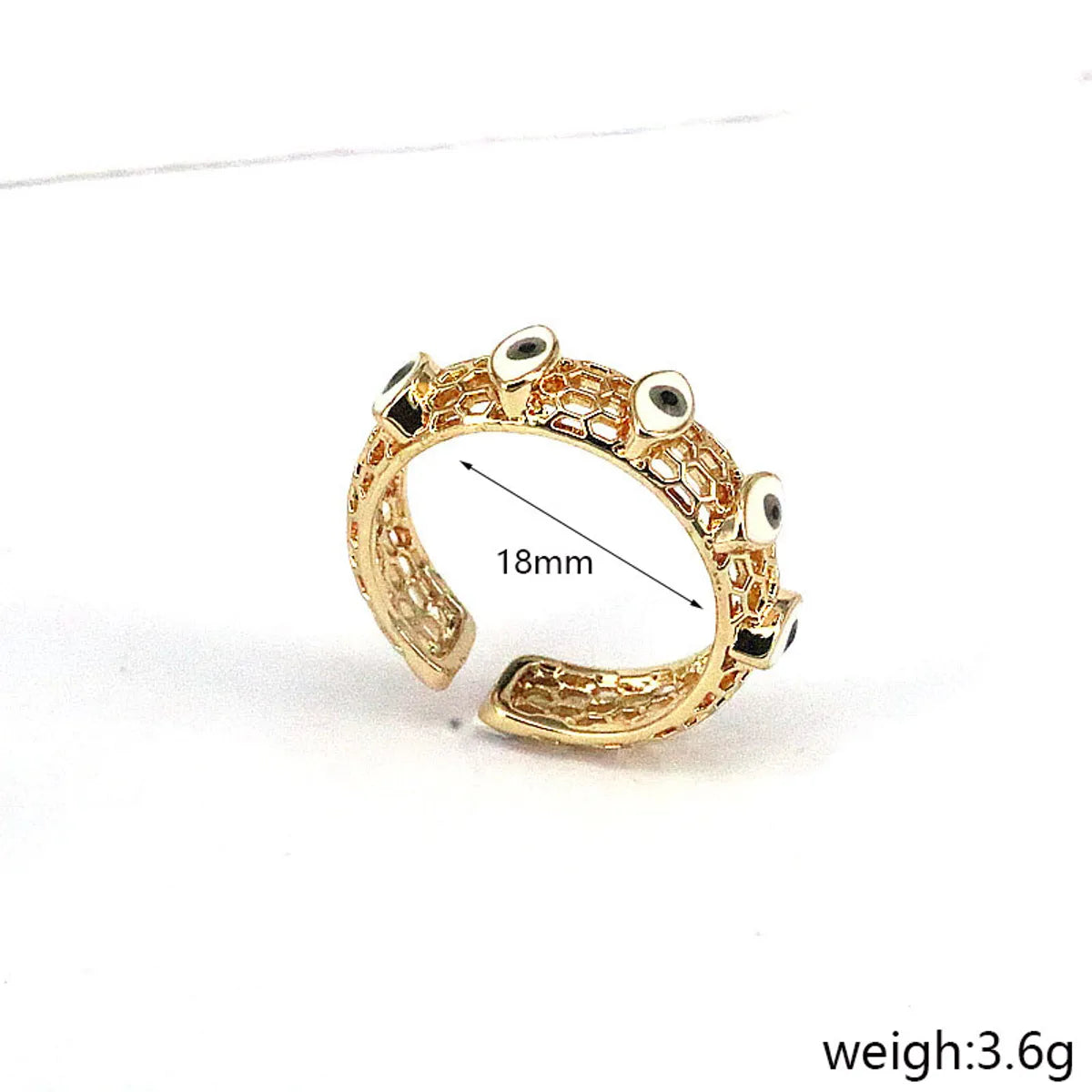 Retro Devil's Eye Copper Gold Plated Open Ring 1 Piece