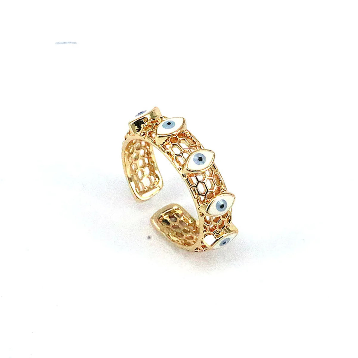 Retro Devil's Eye Copper Gold Plated Open Ring 1 Piece