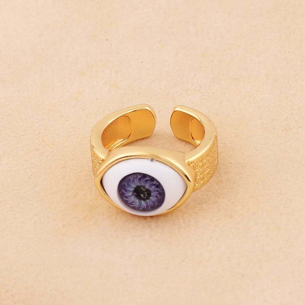 Retro Devil'S Eye Copper Open Ring Plating Resin Copper Rings