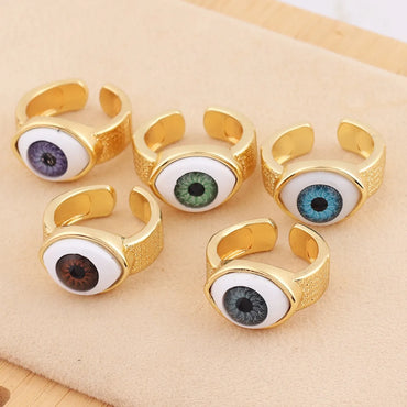 Retro Devil'S Eye Copper Open Ring Plating Resin Copper Rings