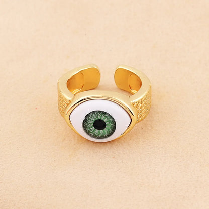 Retro Devil'S Eye Copper Open Ring Plating Resin Copper Rings