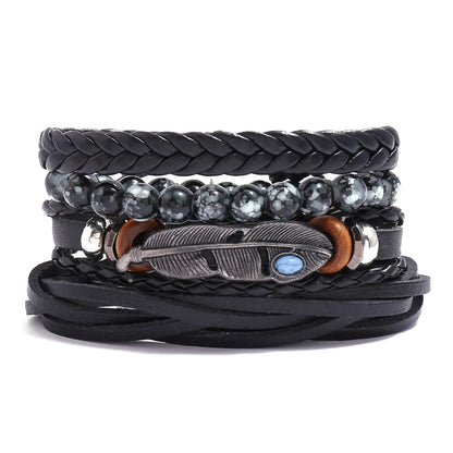 Retro Devil'S Eye Infinity Fish Bone Leather Unisex Wristband