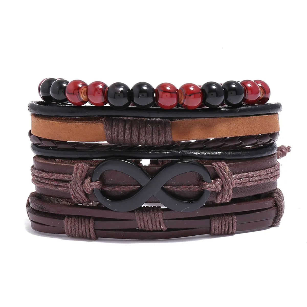 Retro Devil'S Eye Infinity Fish Bone Leather Unisex Wristband