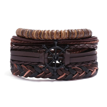 Retro Devil'S Eye Infinity Fish Bone Leather Unisex Wristband