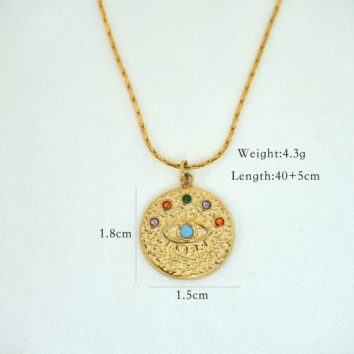 Retro Devil'S Eye Moon Heart Shape Titanium Steel Plating Inlay Zircon 14k Gold Plated Pendant Necklace