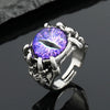 Retro Devil'S Eye Ring Silver Transparent Opal Opening Alloy Ring