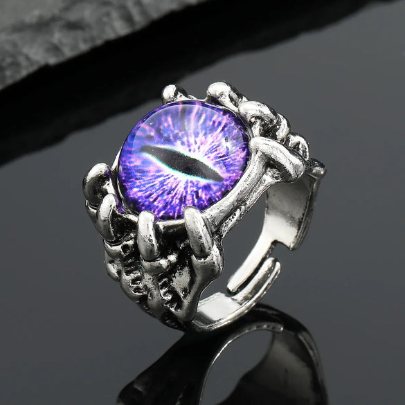 Retro Devil'S Eye Ring Silver Transparent Opal Opening Alloy Ring