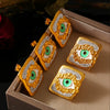 Retro Devil's Eye Diamond Drop Exaggerated Personality Titanium Steel Earrings With 18K Gold Electroplated Geometric Design