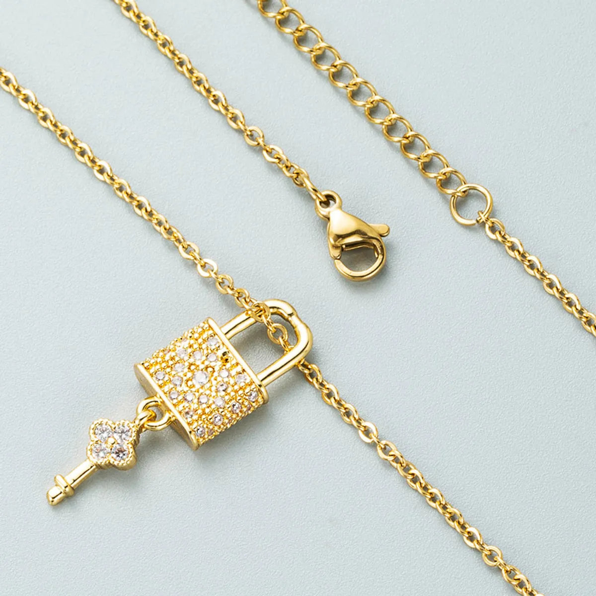 Wholesale Jewelry Lady Geometric 304 Stainless Steel Rhinestones 18K Gold Plated Plating Pendant Necklace