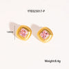 Retro Diamond Twill Zircon Pendant Necklace And Earrings Set For Women Stainless Steel Diamond Shaped Gemstone Pvd Furnace Vacuum Real Gold Plating