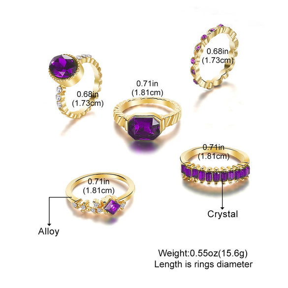 Retro Diamondencrusted Artificial Crystal Oval Ring Set With Geometric Design
