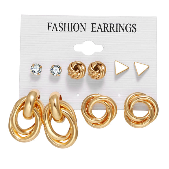 Retro Diamondencrusted Crystal Alloy Geometric Women's Earrings Set With Microinlay