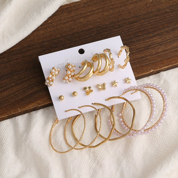 Retro Diamondencrusted Crystal Alloy Geometric Women's Earrings Set With Microinlay