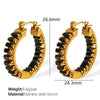Retro Diamondencrusted Emerald 316L Stainless Steel Earrings With Electroplating For Women