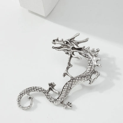 Retro Distressed Punk Style Chinese Dragon Ear Clip Creative Fashion Geometric Earrings