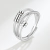 Retro Distressed Sterling Silver Geometric Anxiety Ring For Women Adjustable Open Ring Electroplated Jewelry