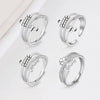 Retro Distressed Sterling Silver Geometric Anxiety Ring For Women Adjustable Open Ring Electroplated Jewelry