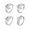 Retro Distressed Sterling Silver Geometric Anxiety Ring For Women Adjustable Open Ring Electroplated Jewelry
