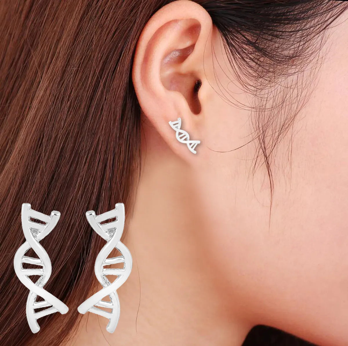 Retro Dna Copper Plating Ear Studs 1 Pair