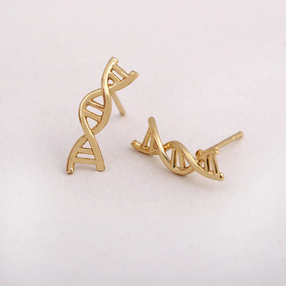 Retro Dna Copper Plating Ear Studs 1 Pair